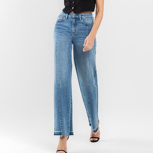 NWT Flying Monkey Super High Rise Split Seam Wide Leg Jeans - Picture 5 of 10